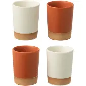 Jline Doos 4 tassen keramiek oranje/wit