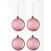 J-Line Doos van 4 kerstbal glas licht mauve small