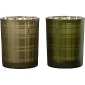 J-Line Windlicht rechthoeken glas groen medium assortiment van 2