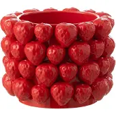 J-Line Bloempot aardbeien keramiek rood large