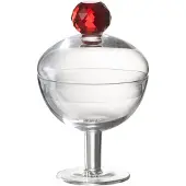 Jline Voorraadpot diamant kristal transparant/rood glas small