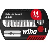 Wiha Bitset FlipSelector Standard 25 mm Phillips, Pozidriv, TORX 15-delig 1/4" C6,3 met riemclip in blister - 39060 - 39060a