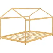 En.casa Kinderbed Vindafjord huisbed bamboe houtkleurig 160x200 cm