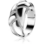 Zinzi Mart Visser by ZINZI zilveren ring glad wit MVR8