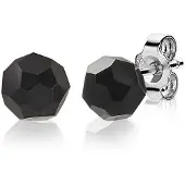 Zinzi zilveren oorknoppen 6mm zwarte bead ZIO1317Z