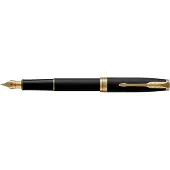 Parker Sonnet vulpen | Matzwarte lak met gouden details | Fijne penpunt | Geschenkdoos