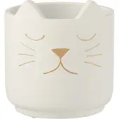 Jline Bloempot kat cement wit goud medium