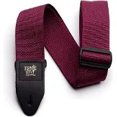 Ernie Ball Polypro - Gitaarriem - Bordeaux - Polypropeen - Zwarte Leren Uiteinden - Zwarte Delrin Gesp - Verstelbaar 104-182 cm - Breedte 5 cm