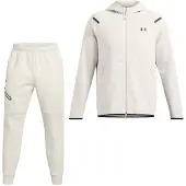 Under Armour Unstoppable Fleece Joggingpak Hooded Full-Zip Wit Zwart