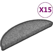 vidaXL Trapmatten 15 st 56x17x3 cm donkergrijs halfrond