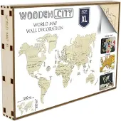 Wooden.City Wereldkaart XL - Houten Modelbouw - 120x80 cm