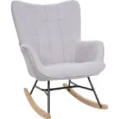 Mendler Schommelstoel -K36, schommelstoel relaxfauteuil TV-fauteuil, stof/textiel OEKO-TEX ~ grijs