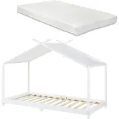 En.casa Kinderbed Brome huisbed met matras 90x200 cm wit []