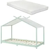 En.casa Kinderbed Brome huisbed met matras 90x200 cm mint []