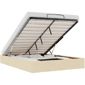 vidaXL Bedframe zonder matras 140x190 cm stof crèmekleurig