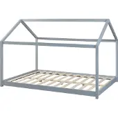 En.casa Kinderbed Cerro huisbed met bedbodem 140x200 cm grijs