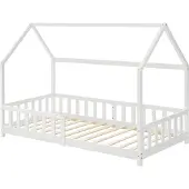 En.casa Kinderbed Hesel huisbed met uitvalbeveiliging 90x200 cm wit []