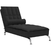 vidaXL Massage chaise longue met bolster stof zwart