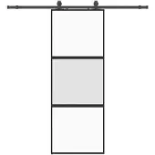 vidaXL Schuifdeur met beslagset 76x205 cm gehard glas zwart