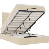 vidaXL Ottoman bed met matras 120x190cm stof crèmekleurig