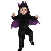 Atosa Verkleed pakje voor peuters - vleermuis - zwart/paars - carnaval/Halloween dieren verkleedkleding 12-24 mnd