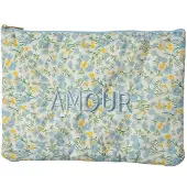 Clayre & Eef Toilettas Dames 22x1x16 cm Wit Blauw Synthetisch Bloemen