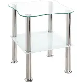 Haku Bijzettafel met metalen frame en glazen legplanken | 10 kg draagvermogen