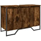 vidaXL Wastafelkast 91x35x60 cm bewerkt hout gerookt eikenkleurig