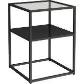 En.casa Bijzettafel Solund 40x40x55 staal en glas zwart mat