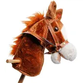 Playwood - Stokpaard bruin met geluid - bont
