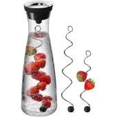 WMF Waterkaraf 1l Glazen karaf 3tlg. karaf met fruitspuug Basis kanteldeksel, Serveercontainers, Transparant