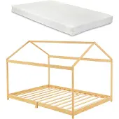 En.casa Kinderbed Vindafjord huisbed met matras bamboe 90x200 cm