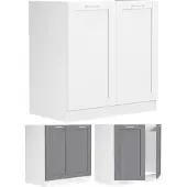 VCM Colura keuken onderkast voor gootsteen 80 cm 2 deuren antracietgrijs, wit.