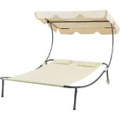 Casa.pro Zonnebed 'Avigliano' met zonnedak, stalen frame, 200 x 173 x 146 cm, beige