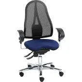 Topstar bureaustoel SITNESS 15, permanent contact, met armleuningen, gazen rugleuning, fitness-orthozitting, zwart/blauw