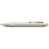 Parker IM Monochrome balpen | blauwe inkt | champagnekleurige afwerking en details | medium punt | met geschenkdoos