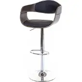 MCW Barkruk -A47, barkruk, hout gebogen hout retro design ~ grijs, kunstleer zwart