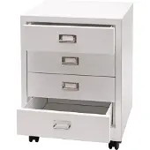 MCW Rolcontainer -L49, ladekast Stalen kast Archiefkast, metaal 55x40x41cm 4 laden ~ wit