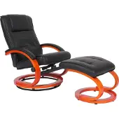 Mendler TV fauteuil Relaxfauteuil Pescatori, kunstleer, met hocker ~ zwart