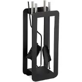 Relaxdays openhaard set - 5-delig - staal - met haardgereedschap - houder - haardtang - zwart