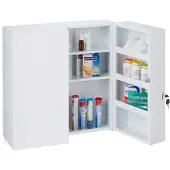 Merkloos medicijnkast XXL - 2 deuren - staal - 11 vakken - afsluitbaar - 53 x 52,5 x 19,5 cm - wit