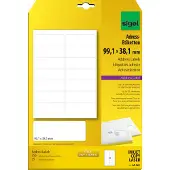 Sigel adresetiket 99,1x38,1mm wit doos à 25 vel 14 etiketten per vel