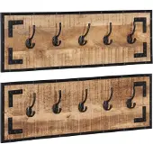 vidaXL Kapstokken 2 st 80x8x25 cm massief ruw mangohout