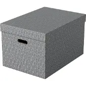 Esselte Home Grote Opbergdoos met Deksel, Set van 3 Stuks - 100% Gerecycled Karton en 100% Recyclebaar - Grijs