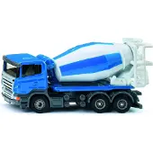 Siku 1896 Betonmixer, bouwplaatsvoertuig, 1:87, metaal/kunststof, speelgoedmodel met roterende trommel, blauw/wit