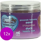 Renske 12x Gezonde Beloning Hartjes Hondensnack Eend 100 gr