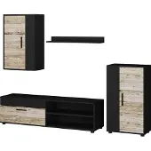 Vicco Wandmeubel Berno Zand eik/Zwart 4-delige set, Model 53280