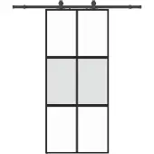 vidaXL Schuifdeur met beslagset 90x205 cm gehard glas zwart