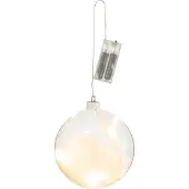 J-Line Bal deco pluimen+led lichtjes glas wit large