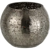 J-Line Windlicht bol craquele glas grijs small